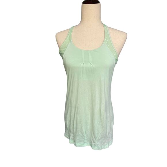Lululemon athletic work-out tank built in bra light green white polka dot size 8 - Picture 1 of 6